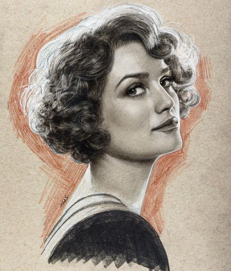 GORGEOUS PORTRAIT by Justin Maas. "I did this drawing of @alisonsudol a couple of years ago, after watching @fantasticbeastsmovie - it’s based on a brilliant reference that just seemed so... vintage. Wanted to try to capture that and her beautiful spirit. This sketch was done in graphite & white charcoal on toned strathmore paper. Its 11" x 14" The background is col erase terra cotta pencil." said the artist... #maasart #JustinMaas #pencilart #realisticsketch #drawingfaces Pastel Figure Drawing, Charcoal Pencil Drawings, Illustration Music, Figure Sketches, Drawing Decor, Realistic Sketch, Soft Pastels Drawing, Art Charcoal, Drawing Body Poses