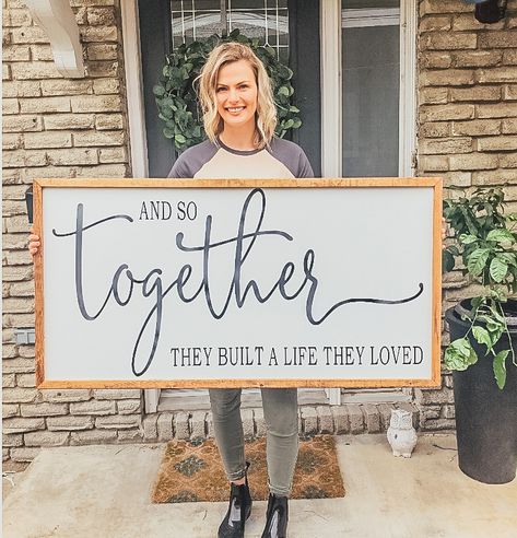 Together they Built a life they loved, Modern Farmhouse Sign, Handmade, Home Decor, Gift, Living Room, Family Room $65+, multiple sizes and customization available. Custom Farmhouse, New Home Owners, Wall Art Farmhouse, Farmhouse Home Decor, Home Owners, Wedding Present, Painted Letters, Christmas Blankets, Farmhouse Sign