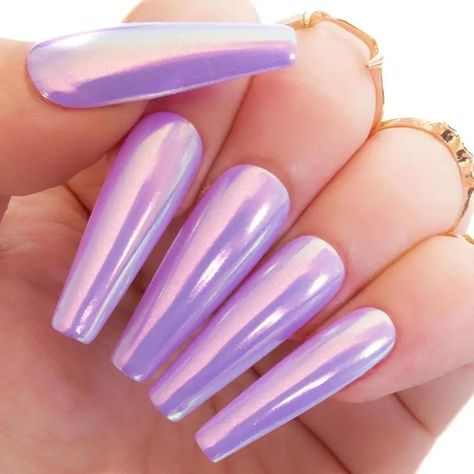 17 Dreamy Pastel Chrome Nail Design Ideas Pink Lilac Nails, Lilac Chrome Nails, Lilac Chrome, Nails Lilac, Periwinkle Nails, Iridescent Nails, Irish Nails, Light Pink Nail Designs, Xl Nails