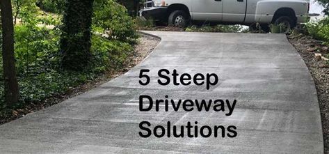 Are you stuck in a house with a really steep driveway? Maybe you love the location, the views, the house itself—but the driveway is so steep that it’s a daily hassle and possibly even a cause for safety concerns. Steep driveways make it difficult to back out, and they can also become extremely slippery on Driveway To Back Of House, Down Hill Driveway Ideas, Sloping Driveway Ideas Parking, Driveways On A Hill, Terraced Driveways, Gravel Driveway On A Hill, Incline Driveway Ideas, Mountain Driveway Ideas, Sloping Driveway Landscaping