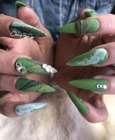 Pot Leaf Nails, Custom Nails, Mens Nails, 2024 Nails, Beauty Hair Makeup, Press Ons, Uñas Acrilicas, Funky Nails, Nails Inspo