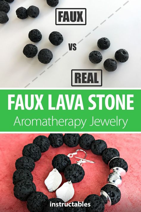 Quickly and easily make imitation lava stone beads for aromatherapy jewelry.  #earring #bracelet #clay #artificial #faux #polymer #volcanic #rock Aromatherapy Jewelry Diy, Bracelet Clay, Lava Stone Jewelry, Jewelry Faux, Make A Pillow, Lava Rock Bracelet, Essential Oil Jewelry, Lava Bead Bracelet, Aromatherapy Bracelet