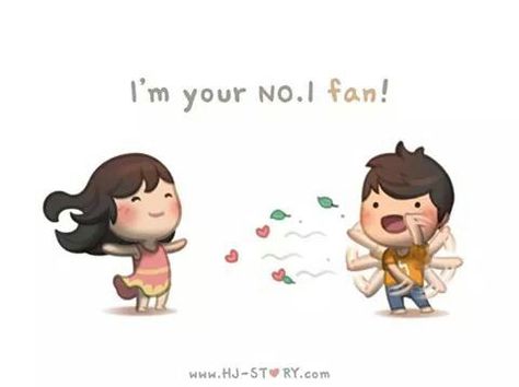 My number 1 fan! (I'm yours too!) Hj Story, Love Is Cartoon, Love Is Everything, Cartoons Love, Cute Love Stories, Cute Couple Cartoon, Learning To Love Yourself, Cute Love Cartoons, Love Illustration