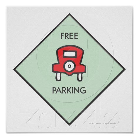 Poster  -  Free Parking Corner Square Poster from Zazzle.com Monopoly Themed Parties, Square Photo Frames, Monopoly Theme, Parking Spot Ideas, Monopoly Party, Parking Spot Painting, Square Poster, Monopoly Money, Square Photo