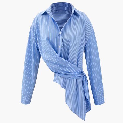 Zara Poplin Stripe Wrap Shirt. Can Be Worn As A Wrap Shirt Or Unwrapped As An Asymmetrical Poplin Shirt. Size Xs. Brand New With Tags. Summer Y2k Outfits, Wrap Shirt, Y2k Outfits, List Style, Poplin Shirt, Autumn Fashion Women, Asymmetric Hem, Striped Shirt, Long Tops