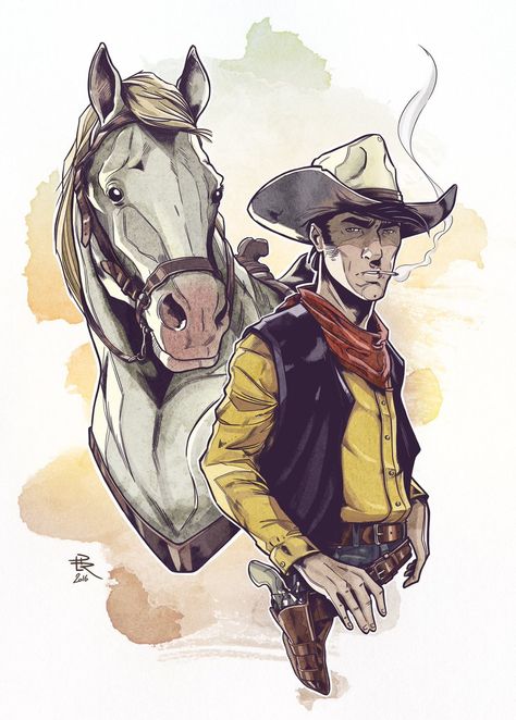 Tribute to Lucky Luke Luke 7, Cowboy Draw, Arte Cowboy, Western Artwork, Western Comics, Wilde Westen, Lucky Luke, Bd Comics, Cowboy Art