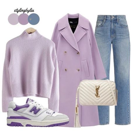 Purple Coat, Winter Fashion Outfits Casual, Effortlessly Chic Outfits, Everyday Fashion Outfits, Casual Day Outfits, Stylish Work Outfits, Trendy Fashion Outfits, Casual Chic Outfit, Jeans Outfit