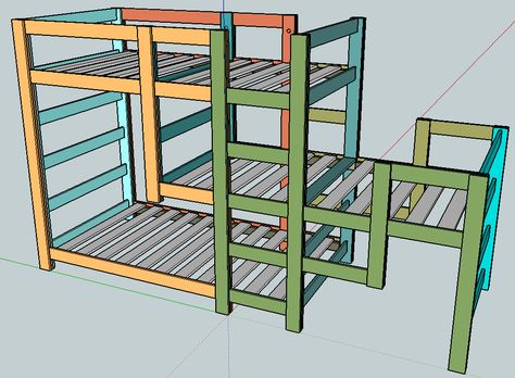 Build a Triple Bunk Staggered Beds | Free and Easy DIY Project and Furniture Plans Bunk Bed Diy, Triple Bunks, Girls Beds, Twins Bedroom, Bunk Bed Plan, Bunk Bed Plans, Triple Bunk Beds, Diy Bunk Bed, Double Bunk