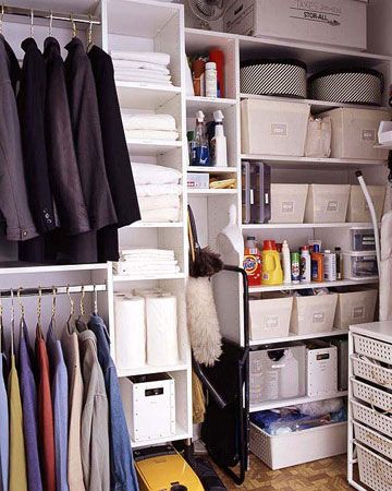 Closet Organization Tips - Multi Purpose Closet - Click Pic for 36 DIY Closet Organizer Ideas Multipurpose Closet Organization, Multi Purpose Closet, Multipurpose Closet, Small Clothes Closet Organization, Small Clothes Closet, Apartment Laundry Room, Closet Organization Solutions, Laundry Closet Organization, Small Master Closet