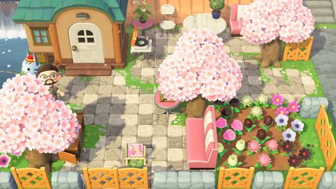 Animal Crossing: New Horizons Lolly Yard Idea Lolly Yard Acnh, Acnh Lolly, Acnh Yard, Ideas Animal Crossing, Acnh Inspiration, Corkboard Ideas Decor, Animals Crossing, Outdoor Patio Ideas, New Animal Crossing