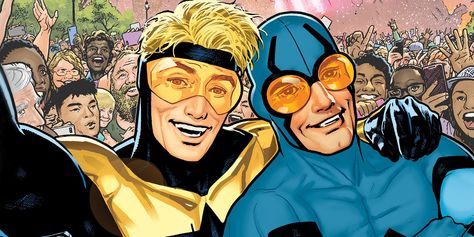 Blue Beetle and Booster Gold are a fan-favorite duo that often get shafted by the Justice League, and now Batman is secretly helping them out! Superhero Romance, Ted Kord, Rip Hunter, Booster Gold, Michael Carter, Dc Icons, Blue Beetle, Dc Legends Of Tomorrow, Team Blue