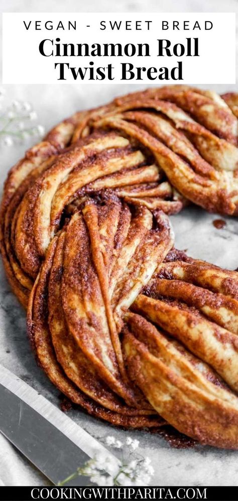 Cinnamon Roll Twist Bread, Cinnamon Roll Filling, Twist Bread, Cinnamon Pull Apart Bread, Cinnamon Twist, Cinnamon Bread Recipe, Cinnamon Twists, Vegan Cinnamon Rolls, Sweet Dough