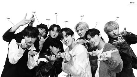 Ateez Group Photo Desktop, Ateez Subtle Wallpaper Laptop, Ateez Wallpaper Desktop Ot8, Ateez Landscape Wallpaper, Ateez Black And White Header, Ateez Tablet Wallpaper, Ateez Group Photo Horizontal, Ateez Horizontal Wallpaper, Wooyoung Ateez Wallpaper Laptop