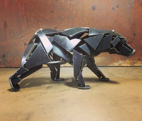 Bear Metal Art, Sculpture David, Types Of Metal Art, Metal Sculpture Wall Art, 3d Metal Art, The Crucible, Sculpture Design, Polygon Art, Bear Sculptures