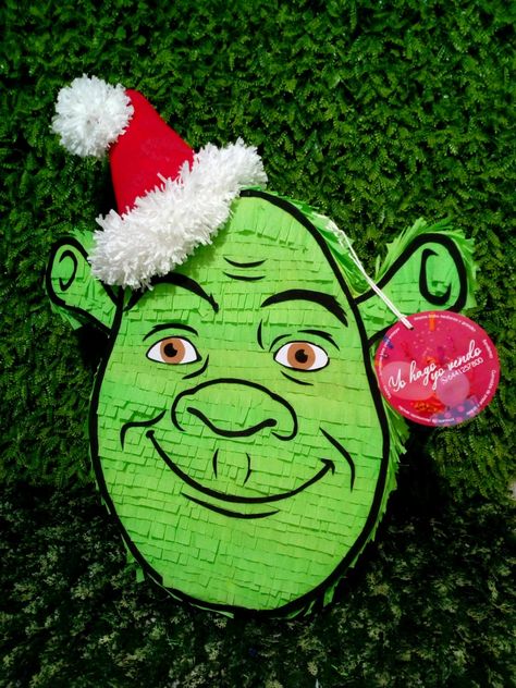 Shrek Pinata, Pinata Christmas, Shrek Christmas, Shrek Party, Booth Decor, Pinata Party, Christmas Chalkboard, Candy Bags, Shrek