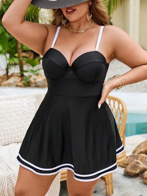 Shop Plus Size Beachwear | Trendy Fashion | SHEIN USA Swimwear Sets, Plus Size Summer, Swim Dress, Daily Outfits, Maternity Bag, Colorful Leggings, Music Festival, Denim Women, All Fashion