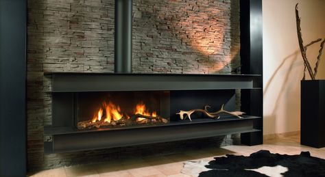 Fireplace: home2 Industrial Loft Fireplace, Industrial Fireplace Ideas, Fireplace Ideas Modern Contemporary, Mountain Fireplace, Fireplace Industrial, Accent Fireplace, Loft Fireplace, Wall Fireplaces, Industrial Fireplace