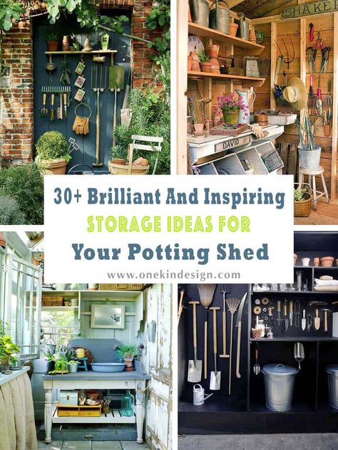 30+ Brilliant And Inspiring Storage Ideas For Your Potting Shed Potting Shed Interior Ideas, Allotment Shed, Ladder Ideas, Potting Station, Garden Shed Interiors, Small Garden Shed, Storage Shed Organization, Shed Decor, Shed Interior