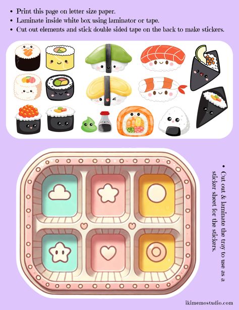 Sushi Takeout, Sushi Take Out, Make Your Own Sushi, Sticker Activity, Sticker Printable, Activities Ideas, Fun Printables, Paper Dolls Printable, Diy Crafts For Kids Easy