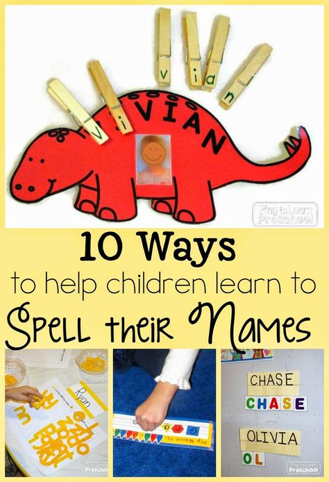 Spelling our Names - 10 Fun Ways to Practice from Play to Learn Preschool Preschool Names, Name Activities, Learn To Spell, Preschool Literacy, Children's Art, Kid Activities, Homeschool Preschool, Preschool Classroom, Preschool Fun