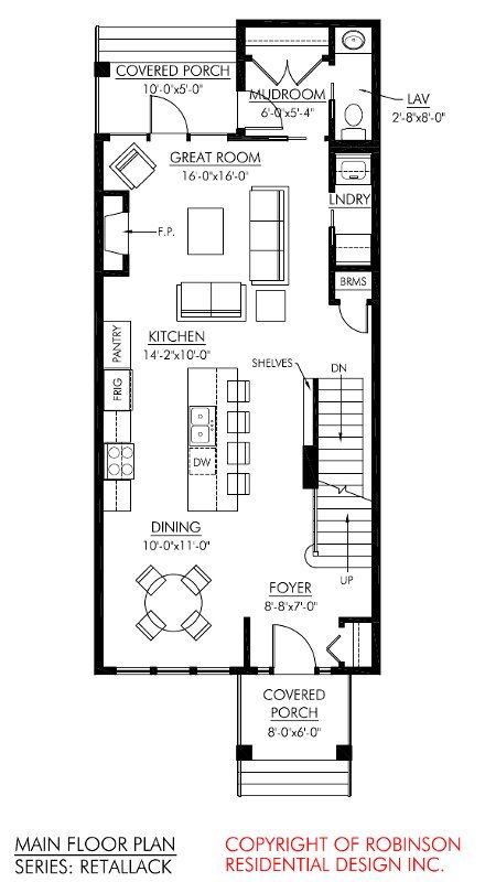 1525 Sq ft  efficient placement of stairs, could use 2nd story for in basement.  Up stairs would be family type rm loft Would rather have lr in front of house so mud rm would open off kit. And guests wouldn't walk into kitchen Rectangle House Plans, Kitchen Floor Plan, Living Room Floor Plans, Up Stairs, Architecture Concept Drawings, In Front Of House, Architecture Concept, Front Of House, Covered Porch