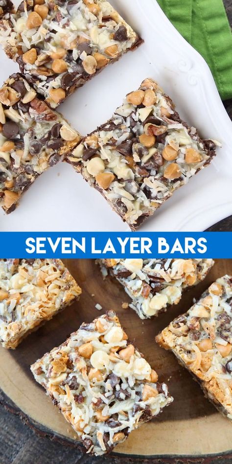 Kitchen Sink Bars, Easy Holiday Desserts Christmas, Holiday Desserts Thanksgiving, Dolly Bars, Desserts Halloween, Hello Dolly Bars, Seven Layer Bars, Desserts Thanksgiving, Smores Bar