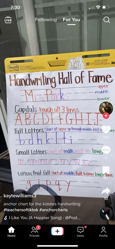 Handwriting Anchor Chart Kindergarten, Handwriting Anchor Chart, Kindergarten Anchor Charts, Teacher Things, Anchor Chart, Small Letters, Kindergarten Classroom, Anchor Charts, Teacher Life