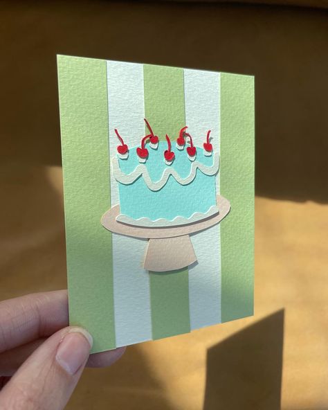 Who wants a slice? 🍰 #cutpaper #cutpaperart #cutpaperartist #papercollageart #artofinstagram February Paper Crafts, Cool Cards Diy Creative, Cricket Paper Crafts, Birthday Card Creative Ideas, Card Making Aesthetic, Birthday Card Cute Ideas, Diy Paper Cards, Construction Paper Cards, Birthday Card Ideas Watercolour