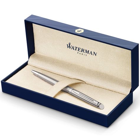 Waterman Pens, Blue Ink, Ballpoint Pen, Gold Trim, Gift Box, Pen, Trim, France, Writing