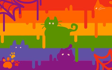 Pride Halloween Flags, Halloween Pride Wallpaper, Halloween Pride Flags, Gender Fluid Wallpaper, Pride Flag Art, Lgbtq Things, Lgbtq Stuff, Halloween Flag, Rainbow Halloween