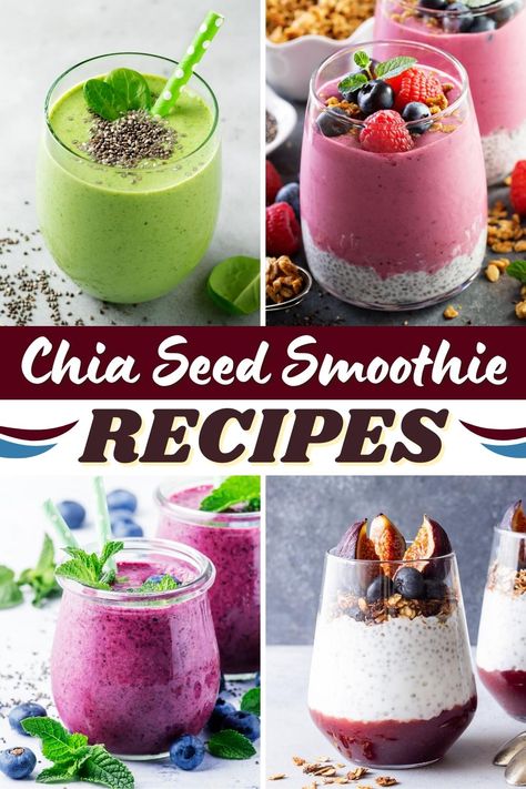 One sip of these chia seed smoothie recipes will have you singing “ch-ch-ch-chia”! They're just as fabulous as the 90s plant pets, only WAY tastier. Chia Seed Protein Smoothie, Chia Seed Water Recipe Drinks, Chia Seed Shake Recipes, Organic Smoothie Recipes, Chia Seed Smoothie Recipes, Chia Seeds Protein, Avocado Smoothie Recipe, Chia Seed Smoothie, Smoothie Flavors