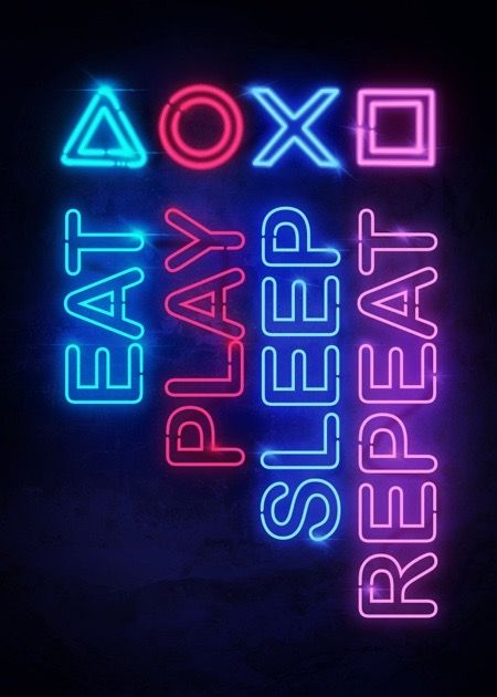 Eat play sleep Repeat . Gamer Poster printed in metal plate .... #gamer #geek #game #gaming #poster #wallpaper #wallart #eatplaysleeprepeat #quote #neon #glow #glowing #neons #lights #player #gamerquote Eat Play Sleep Repeat, Gamer Poster, Poster Reference, Neon Poster, Gaming Poster, Gamer Quotes, Boys Bedroom Makeover, Color Splash Photography, Retro Gaming Art