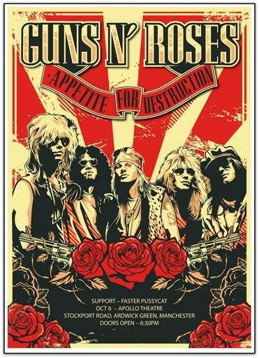 Poster Konser, Poster Musik, Roses Poster, Rose Foto, Rock Poster Art, Seni Pop, Rock Band Posters, Seni Vintage, Vintage Music Posters