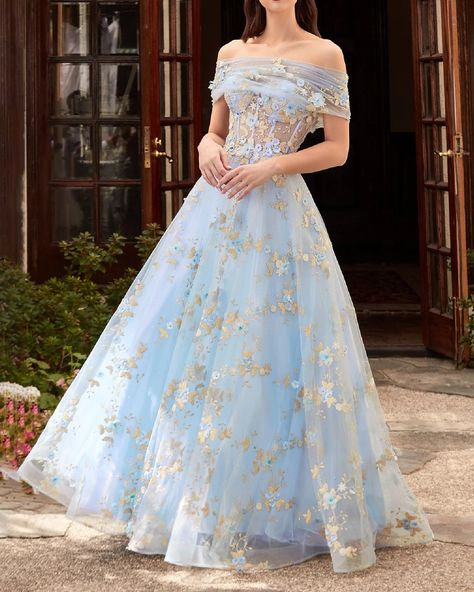 Off-Shoulder 3D Floral Corset Ball Gown Debut Dress, Floral Ballgown, Evening Dresses 2023, Corset Ball Gowns, Best Evening Dresses, The Afterparty, Satin Prom Dresses, Pale Lilac, Short Dress Styles