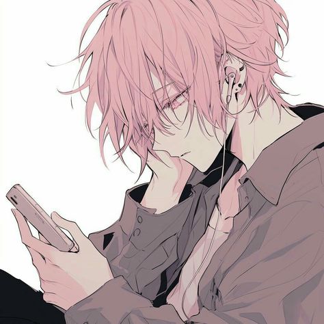 Boy With Pink Hair, Guys With Pink Hair, Blushing Anime, Pink Hair Anime, Arte Grunge, Anime Drawings Boy, 영감을 주는 캐릭터, Anime Poses Reference