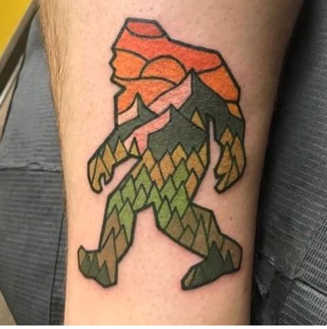 Big Foot Tattoo, Cryptid Tattoos, Sasquatch Tattoo, Cryptid Tattoo, Bigfoot Tattoo, Tattoo 101, Cryptid Art, Random Tattoos, State Tattoos