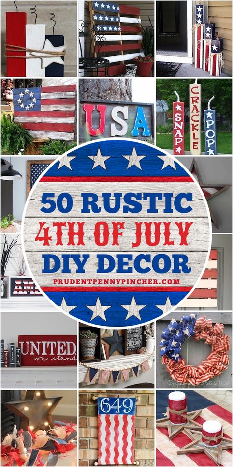 Add patriotic country charm to your home with these DIY rustic 4th of July decor ideas. From rustic 4th of July centerpieces to outdoor 4th of July decorations, there are plenty of ways give your home a patriotic makeover with a rustic touch. Wooden Firecrackers Diy, Firework Decorations Diy, Patriotic Signs Diy, Diy Fourth Of July Decorations, 4 Th Of July Decorations, Farmhouse 4th Of July, Pallet Flag, Patriotic Centerpieces, Crafts 2023