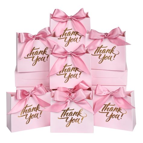 PRICES MAY VARY. 【Sufficient Quantity】The gift bag set includes 50 pink thank you bags, which are more than enough for your party needs. These bags feature the exclusive "Thank You" design from DECHISY, along with elegant ribbons. They exude understated elegance while still maintaining a sufficient level of allure. 【Gift Bags Small Size】 These mini gift boxes measure 11.5x4.5x10 centimeters / 4.5x1.8x3.9 inches. These extra small gift bags are compact and delicate, perfect for holding small gift Cheap Pink Party Supplies For Gifts, Sweet Table Bags, Thank You For Celebrating With Us Gift Teen, Cheap Birthday Gift Bag, Pink Champagne Splits Favors, Candy Gifts Bags, Mini Pink Gifts, Blush Pink Baby Shower Favors, Chanel Party Favor Bags