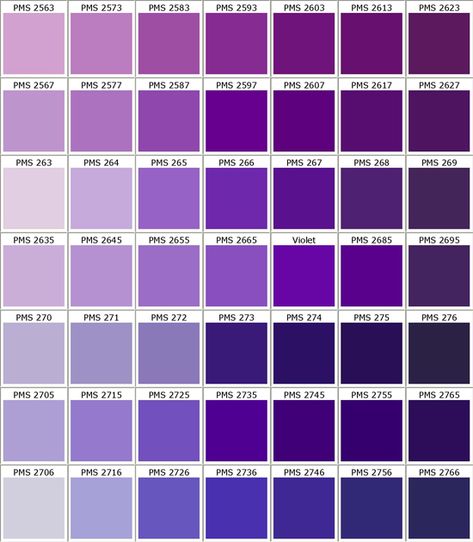 Colores de Pantone de tonalidades para bodas Púrpura. #DecoracionBodas: for part 2 Purple Color Chart, Different Shades Of Purple, Pantone Matching System, Pantone Color Chart, Hiasan Bilik Tidur, Purple Color Palettes, Purple Rooms, Purple Paint, Purple Love