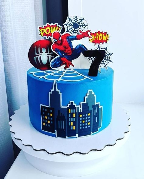 Hello Kitty X Spiderman, Spiderman Cake Topper, Spiderman Birthday Cake, Chocolate Cake Designs, School Cake, Cool Cake Designs, Elegant Birthday Cakes, Baby Boy Cakes, Superhero Cake