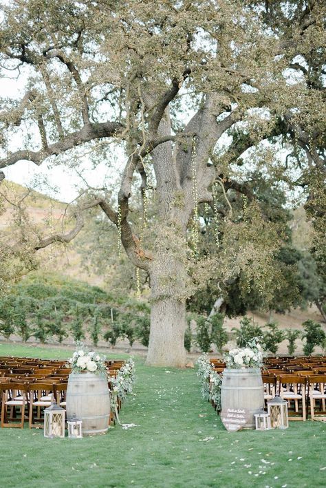 38 Romantic Vineyard Wedding Decorations That Inspire #weddings #weddingdecor #romantic #vineyard Wedding Wine Barrel, Vineyard Wedding Decor, Rustic Vineyard Wedding, Wedding Alters, Wedding Isles, Barrel Decor, Wedding Ceremony Ideas, Wedding Wine, Farmhouse Wedding