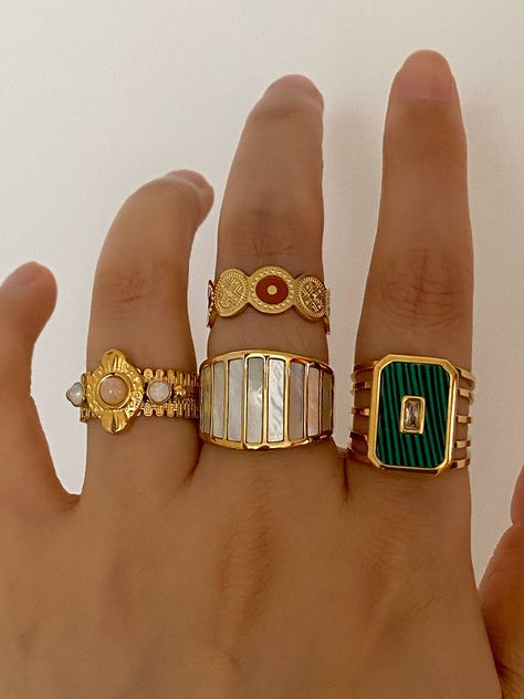 Chunky Jewelry Rings, Ferkos Fine Jewelry, Gold Ring Chunky, Funky Gold Rings, Gold Rings Chunky, Maxamilist Jewelry, Chunky Rings Gold, Funky Jewelry Rings, Gold Chunky Jewelry