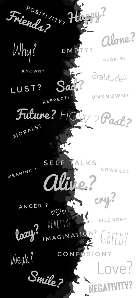 Wallpaper containing various questions concerning life..... A good wallpaper for overthinkers. Wallpapers For Overthinkers, Overthinker Quotes Wallpaper, Wallpaper For Overthinkers, Overthinking Wallpapers For Iphone, Overthinker Wallpaper, Quotes For Overthinkers, Introvert Wallpaper, Thinking Wallpaper, Mentality Wallpaper