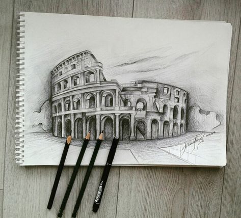 Table Painting Ideas, Bp Table, Colosseum Italy, Shoulder Armor Tattoo, Table Painting, Landscape Pencil Drawings, Architecture Drawing Sketchbooks, Armor Tattoo, Interior Architecture Drawing