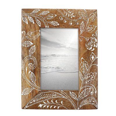 Bungalow Rose Colour your treasured memories in a soft beauty with this Floral Picture Frame. The rich, wooden frame is decorated in a wonderful white, natural scene, providing a sweet and satisfying accent for your photos. Henna Pictures, Floral Henna, Painted Picture Frames, Soft Beauty, Cute Frames, Wooden Photo Frames, Wooden Picture Frames, Frame Stand, Wood Picture Frame