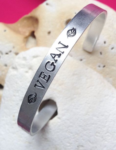 Vegan Stamped Bracelet £12.99 on Etsy Mantra Bracelet, Stamped Bracelet, Cheer Up, Recycled Sterling Silver, Sterling Silver Bracelets, Bracelet Making, Hand Stamped, Cuff Bracelet, Cuff Bracelets