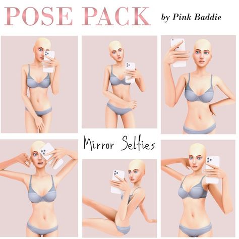 Mirror Selfie Pose pack | Patreon Sims 4 Cas Background, Sims 4 Poses, Pink Baddie, Sims 4 Stories, Sims 4 Tsr, 4 Poses, Sims Packs, Selfie Pose, Free Sims 4