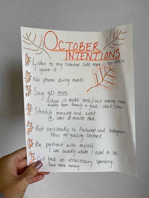 Monthly Intentions Journal, New Month Affirmations October, Setting Monthly Intentions, New Month Intentions, Monthly Intentions Ideas, Daily Intentions List, September Intentions, October Reset, Month Intentions