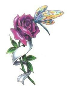 Memorie Tattoos, Banner Tattoo, Cover Tattoos, Rose And Butterfly Tattoo, Dragonfly Tattoo Design, Health Tattoo, White Banner, Drawing Designs, Fresh Tattoo