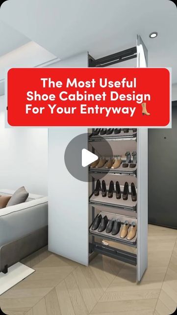 Hometrust.sg on Instagram: "Have a big collection of shoes? You need to check out this cabinet design to make the most out of your entryway space 😎✨ What do you think?   #sgrenovation #interiordesign #renotips #entryway #shoecabinet" Shoe Cabinet Design Luxury, Show Cabinet Entryway, Wardrobe Cabinet Ideas, Big Entryway Ideas, Shoes Cabinet Design, Small Shoe Cabinet, Shoe Storage Cabinet Entryway, Entryway Shoe Cabinet, Shoe Cabinet Design